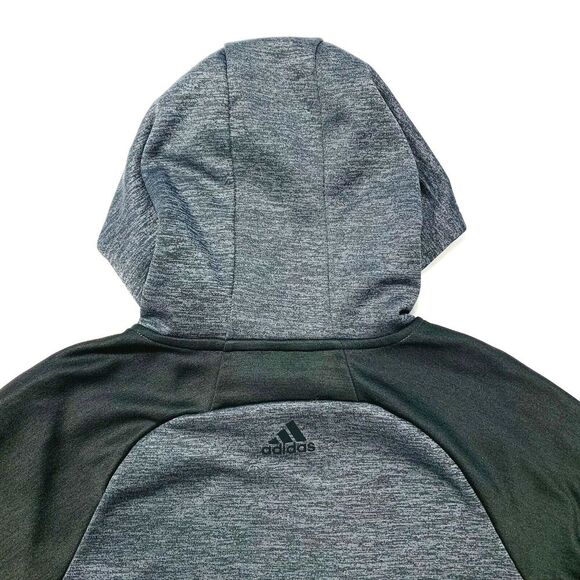 Adidas Hoodie Sweatshirt Spell Out 3 Stripe Fleece Lined Gray Black XS NWOT - Picture 7 of 12